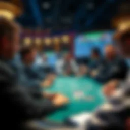 A digital poker tournament interface showcasing diverse players participating in an online game.