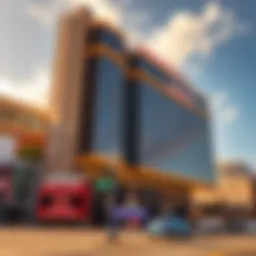 Exterior view of the new hotel on Fremont Street showcasing its architectural design