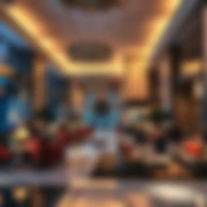 Chic Lobby Design of the New Hotel Luxurious interior lobby of the hotel with modern decor and seating areas