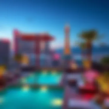 Rooftop Oasis at the New Hotel on Fremont Street The rooftop pool area offering stunning views and relaxation spaces for guests