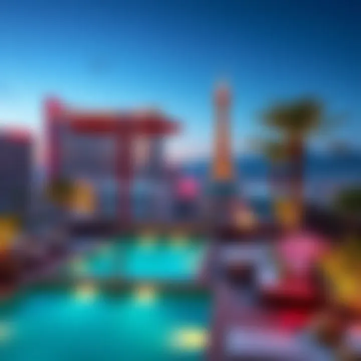 Rooftop Oasis at the New Hotel on Fremont Street The rooftop pool area offering stunning views and relaxation spaces for guests