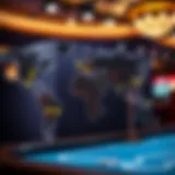 A global map highlighting poker sweepstakes locations