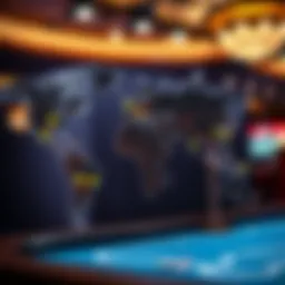 A global map highlighting poker sweepstakes locations