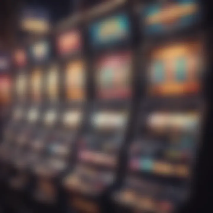 Brightly lit slot machines showcasing various jackpot types in a bustling casino.