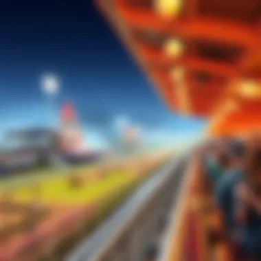 A detailed view of the racetrack with an emphasis on the vibrant atmosphere during a live event