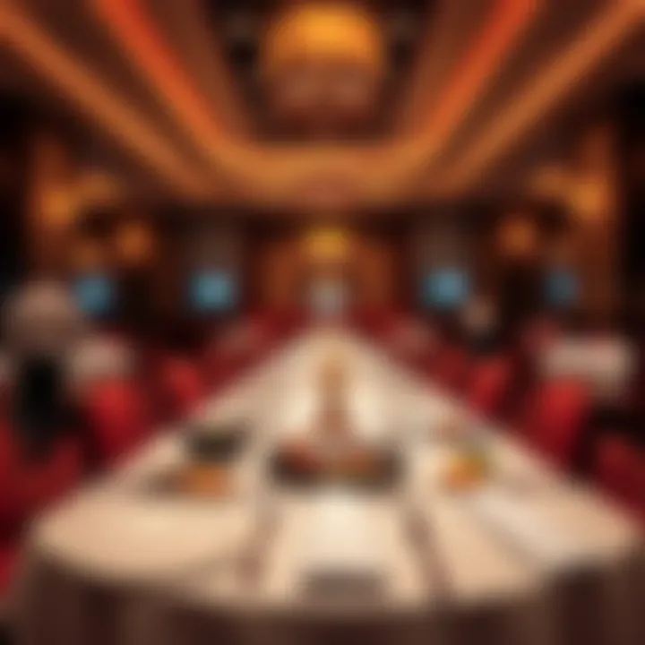 Elegant dining setting within Lumière Casino featuring gourmet dishes