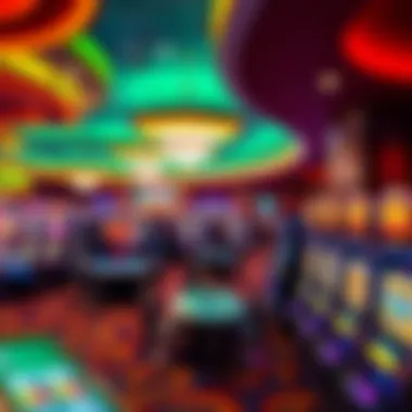 Vibrant gaming floor filled with diverse gaming tables and slot machines