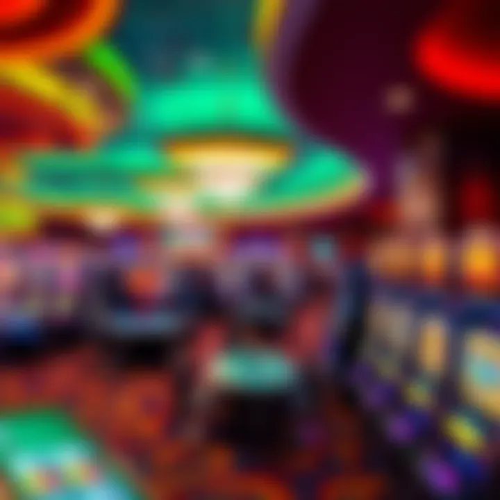 Vibrant gaming floor filled with diverse gaming tables and slot machines