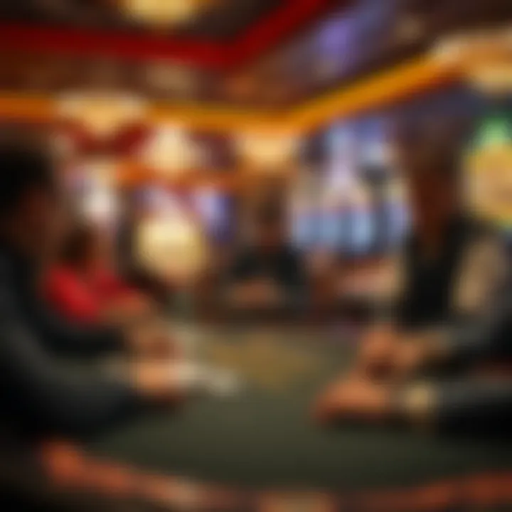 Classic poker table with players in action