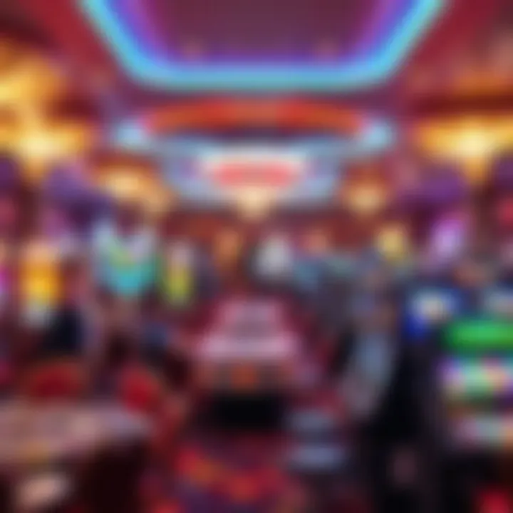 Interior scene of a lively casino floor with various gaming tables