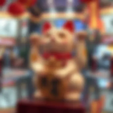 Lucky cat statue in a business setting promoting prosperity