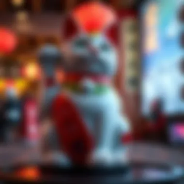 Modern artistic interpretation of a lucky cat statue