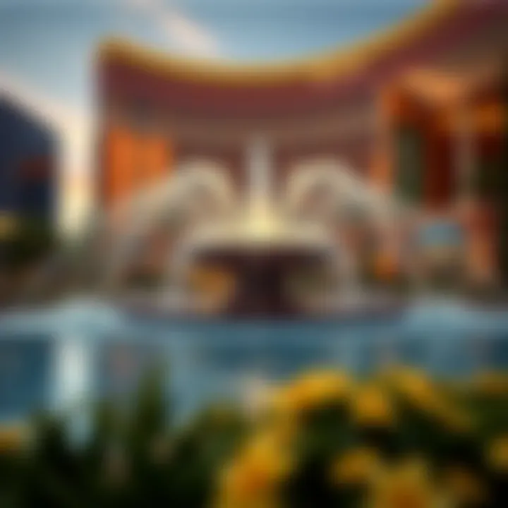 A stunning water feature outside the Wynn, symbolizing luxury and tranquility