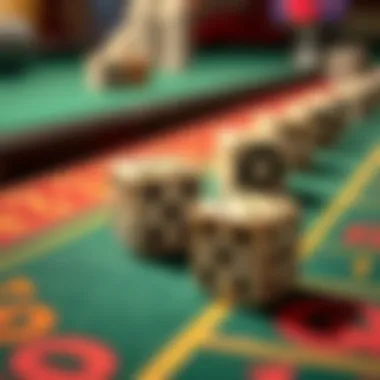 A close-up of dice showing different possible outcomes in a game