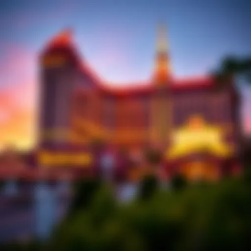 Exterior view of the Tropicana Las Vegas at sunset