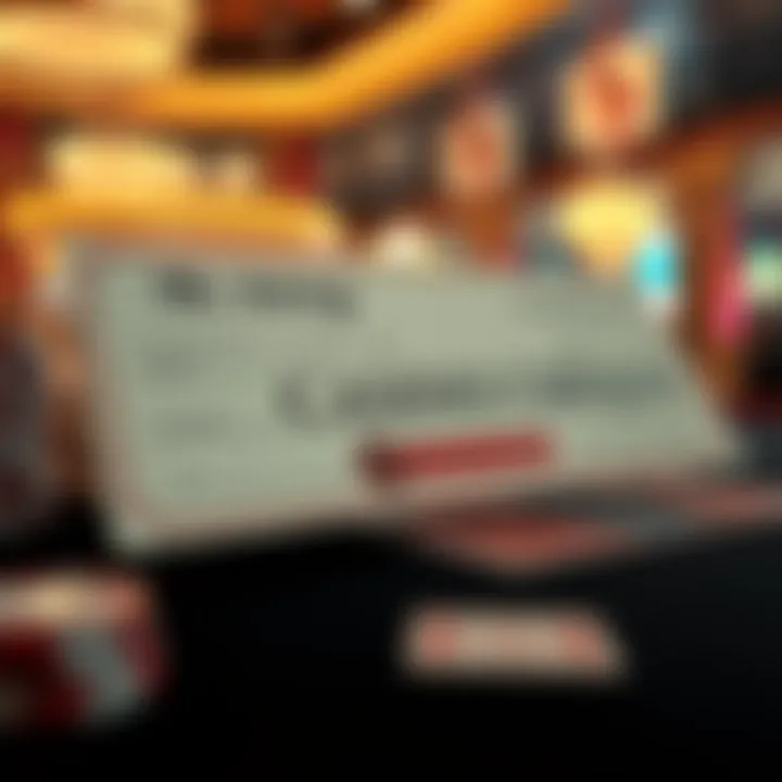 Casino cheque showcasing distinct design elements