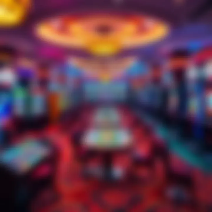 Vibrant Casino Floor Dynamics A vibrant casino floor showcasing various gaming tables and slot machines.