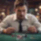 A player contemplating their cards in a strategic game of blackjack