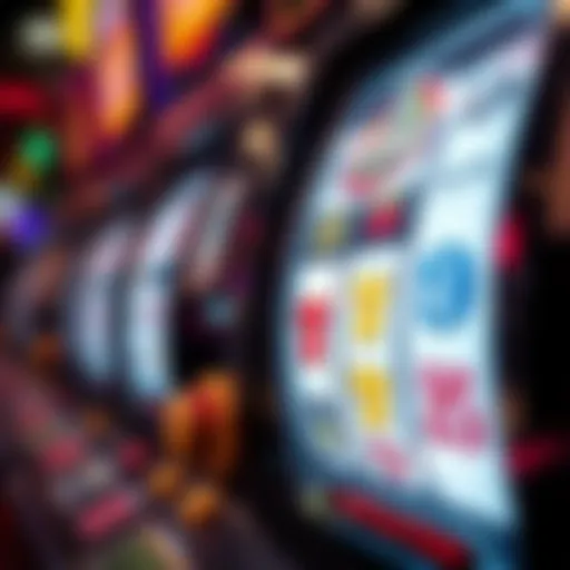 Close-up of a slot machine's spinning reels