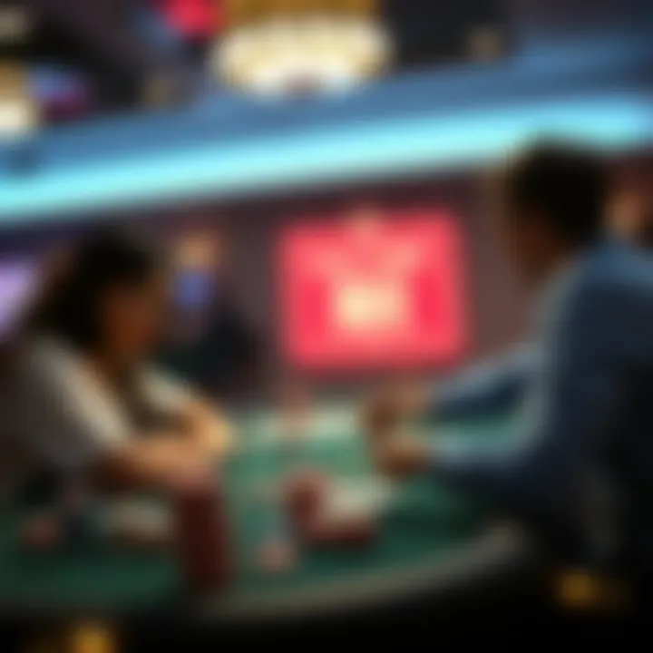 Interactive social dynamics during a two-player blackjack session.