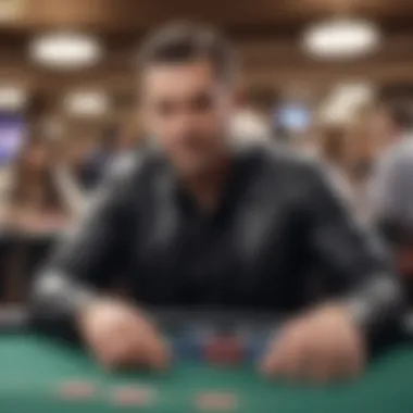 A WPT host skillfully navigating a live poker tournament setting